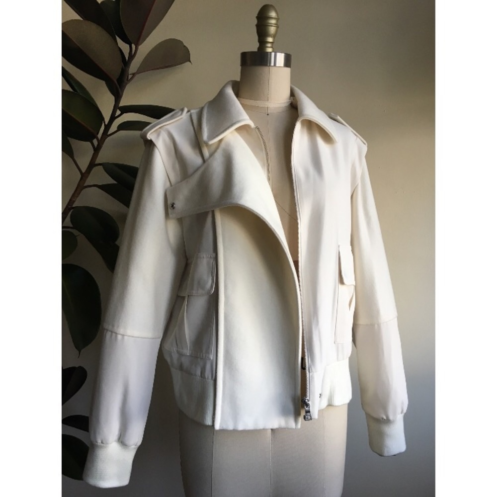 BCBGMAXAZRIA Mixed Media Bomber Jacket